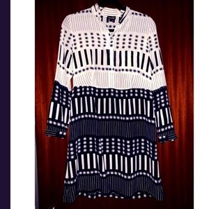 Steven Alan blue and white pattern 100% silk dress